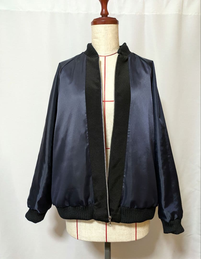 ヴィンテージ黒留袖スカジャン 鳳凰と扇柄