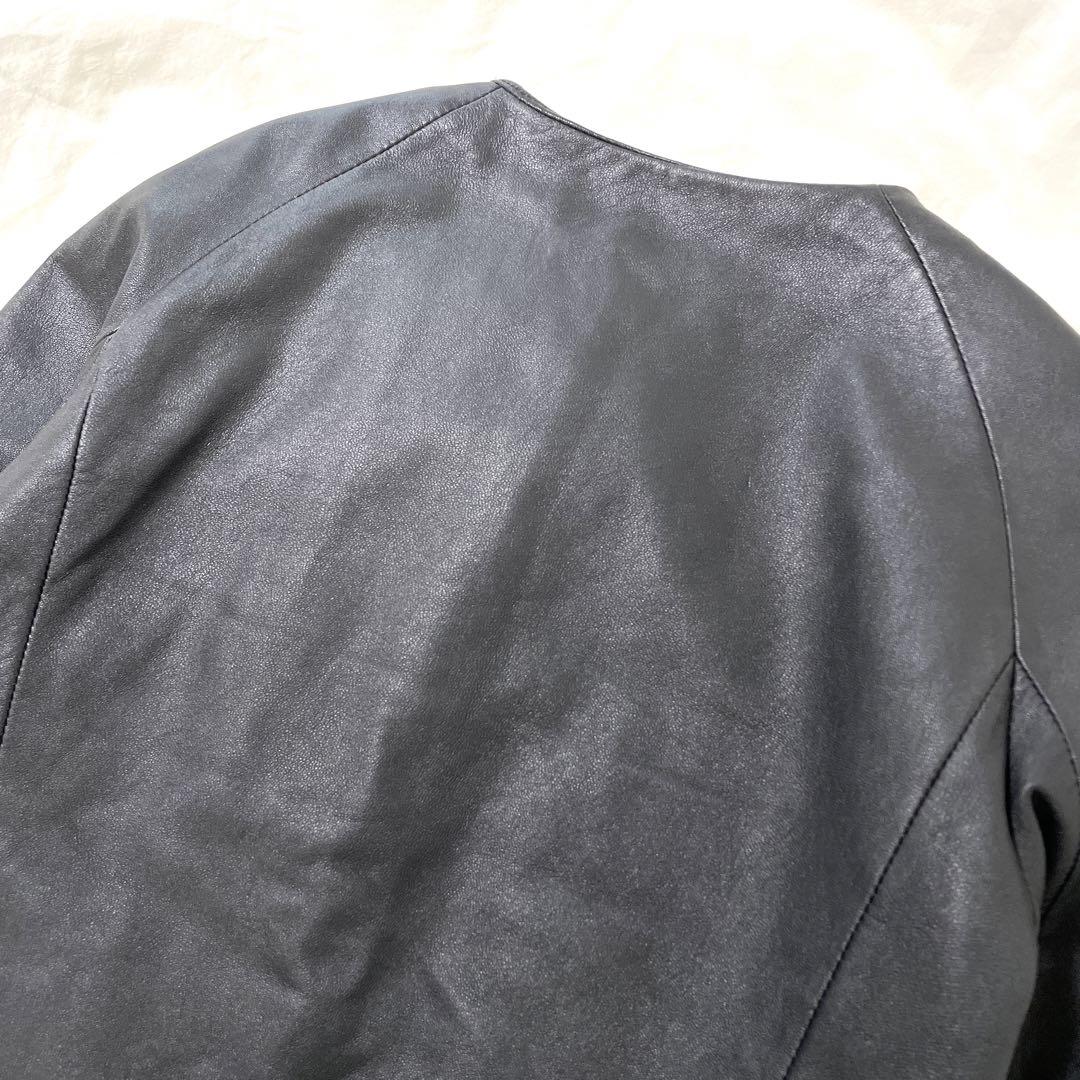 【GALLARDAGALANTE】ラムレザー ノーカラー ライダースジャケット