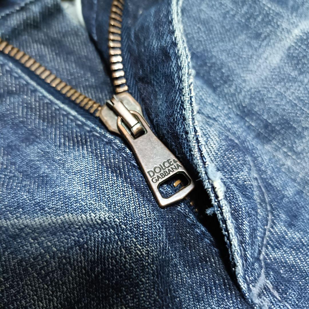 ドルチェ&ガッバーナ ダメージ加工 デニムパンツ 14GOLD ロゴプレート