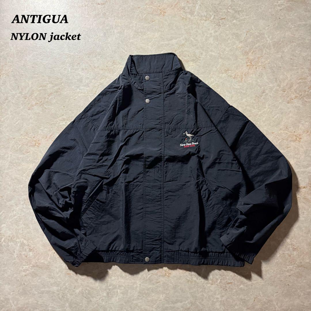 ANTIGUAナイロンジャケットMブラック短丈CBOYゴープコア美品レア刺繍ロゴ