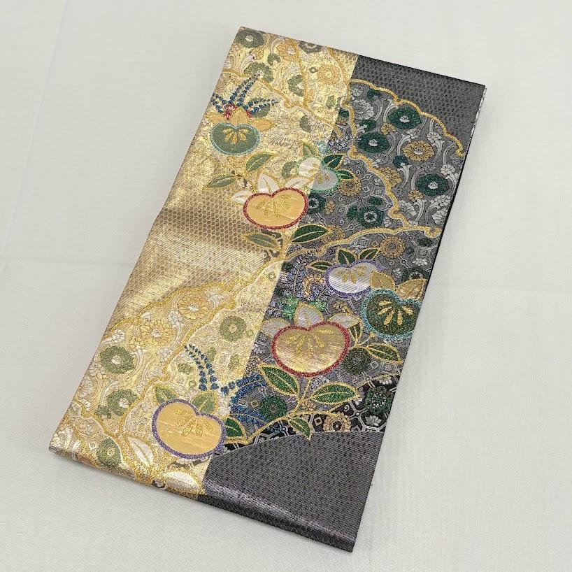 ゆりのはな振袖3点セット（着物＋帯＋長襦袢）赤茶/黒色系正絹E403