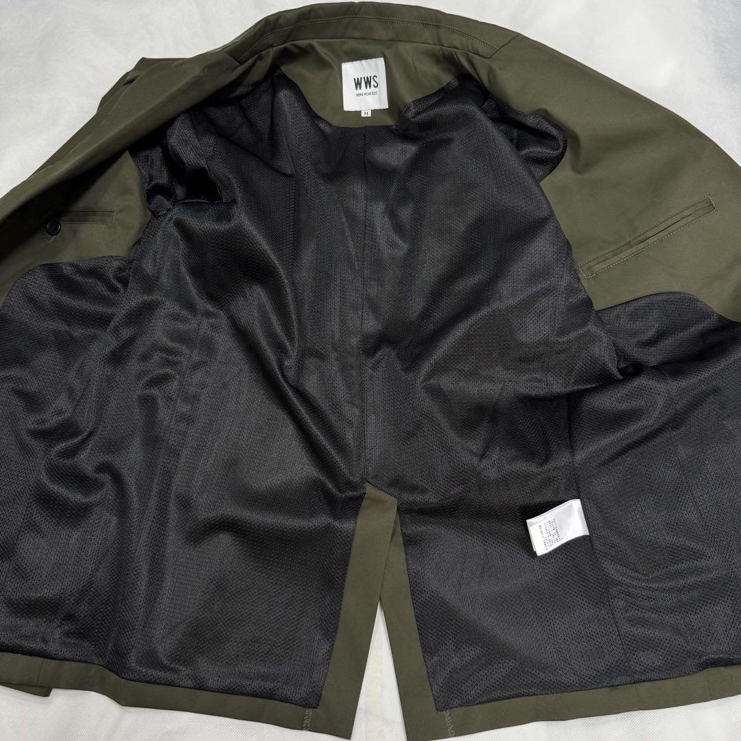 新品 WWS カーキ スーツ M ジャケット パンツ タグ付 2B ジップモデル