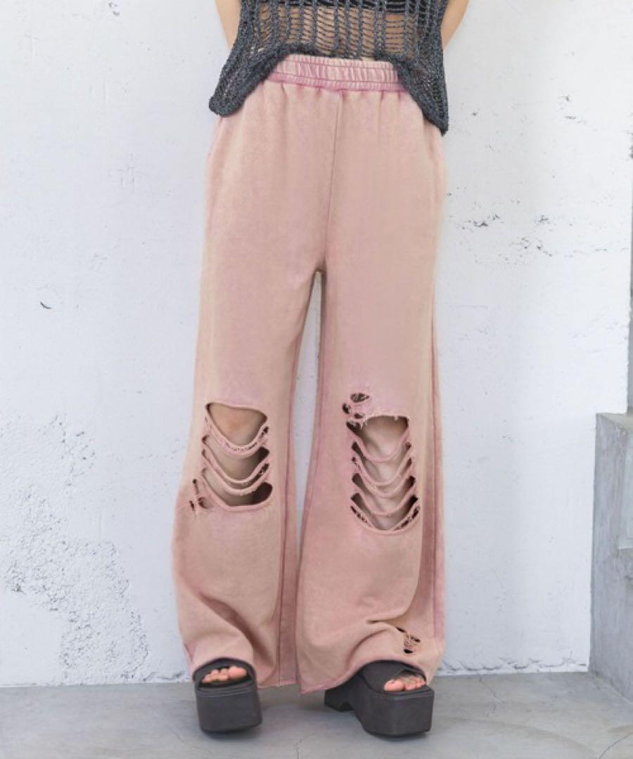 【完売品】JEANASIS ダメージ加工スウェットパンツ　ピンク