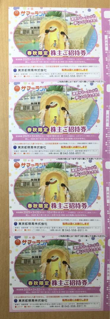サマーランド株主優待4枚