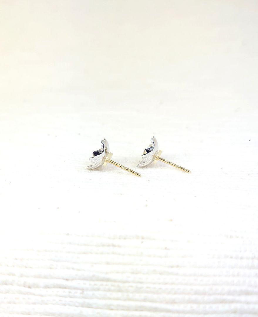 K18/K18WG 桜花モチーフダイヤ入コンビピアス