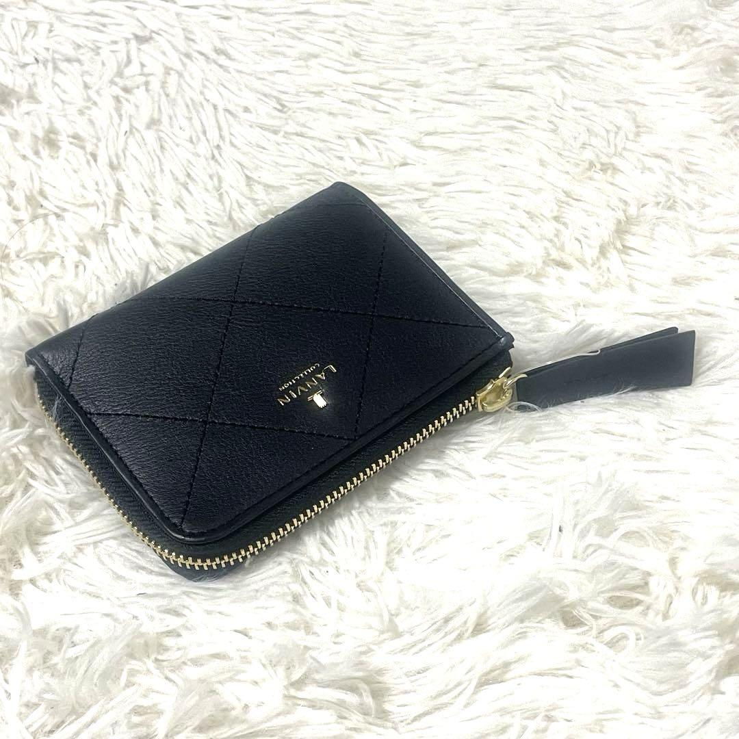 【未使用!!】ランバン☆折り財布 ベルシー キルティング ブラック レザー 本革 LANVIN en Bleu ランバンオンブルー 二つ折り財布 レディース 本