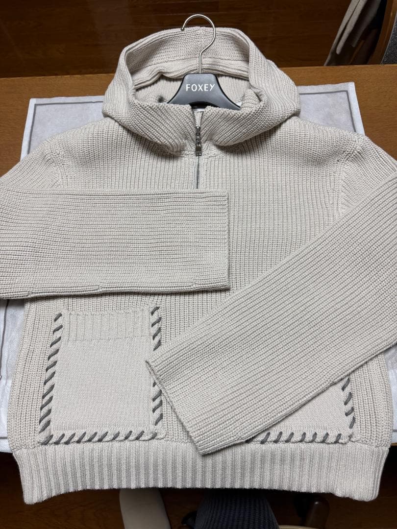 Adeam Sサイズ フード付きベージュニットセーターS・Foxey