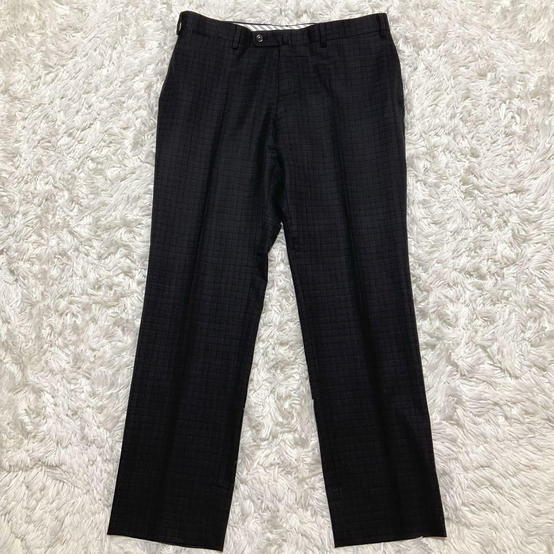 【極美品】ヒルトン コロンボ SUPER130’s チェックスーツ 灰 AB7