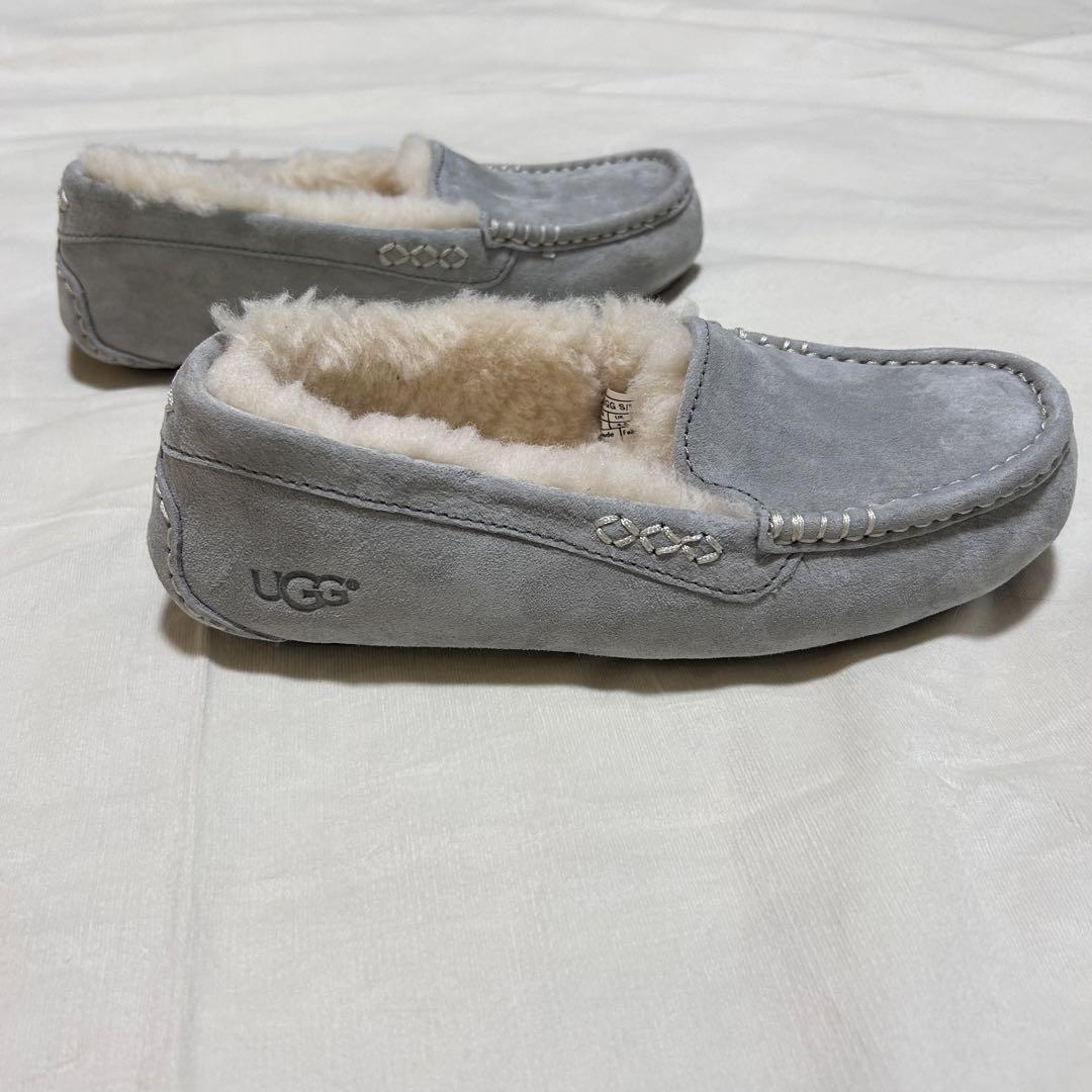【極美品】✨　UGG 23cm リアルムートン　モカシン　グレー　スエード