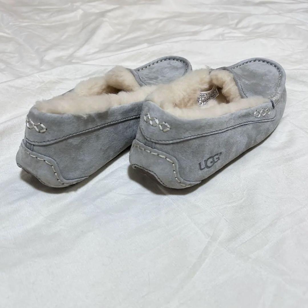 【極美品】✨　UGG 23cm リアルムートン　モカシン　グレー　スエード