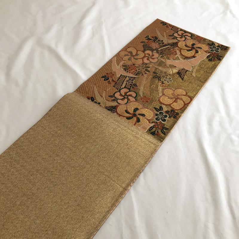 超激得100%新品 15y3 浮かし織 袋帯 六通 飛鶴 梅 金糸 美品 4AH1b-m90717228881 通販大得価