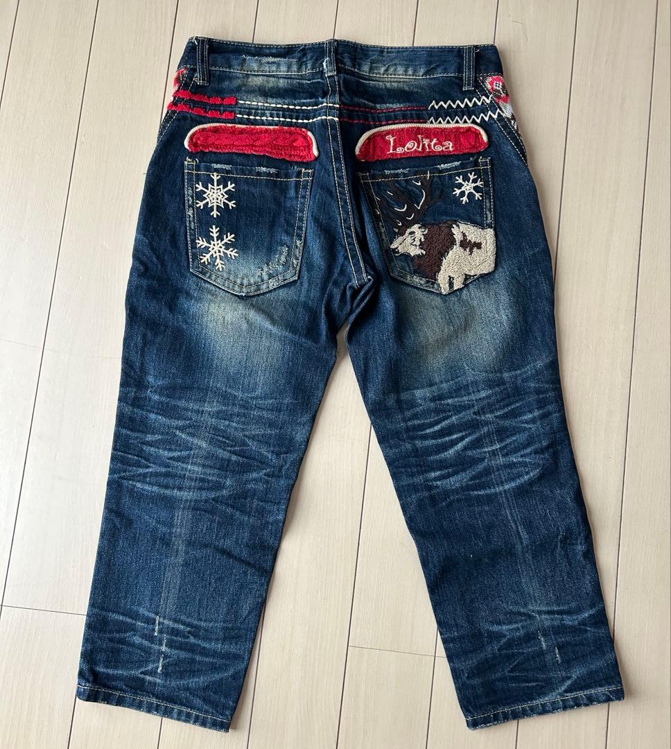 韓国 ロリータジーンズ クロップドデニム ロールアップ M韓国サイズ