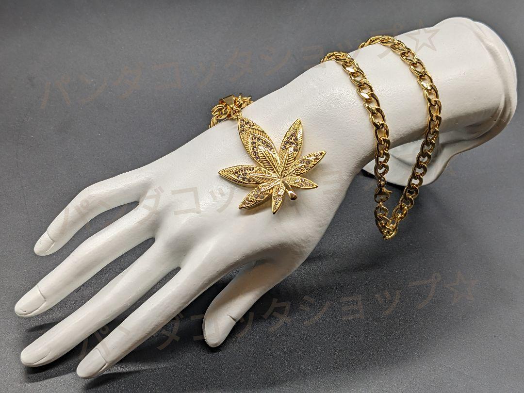 【ユニセックス】【マリファナ】高品質ステンレス　ネックレス　18KGF