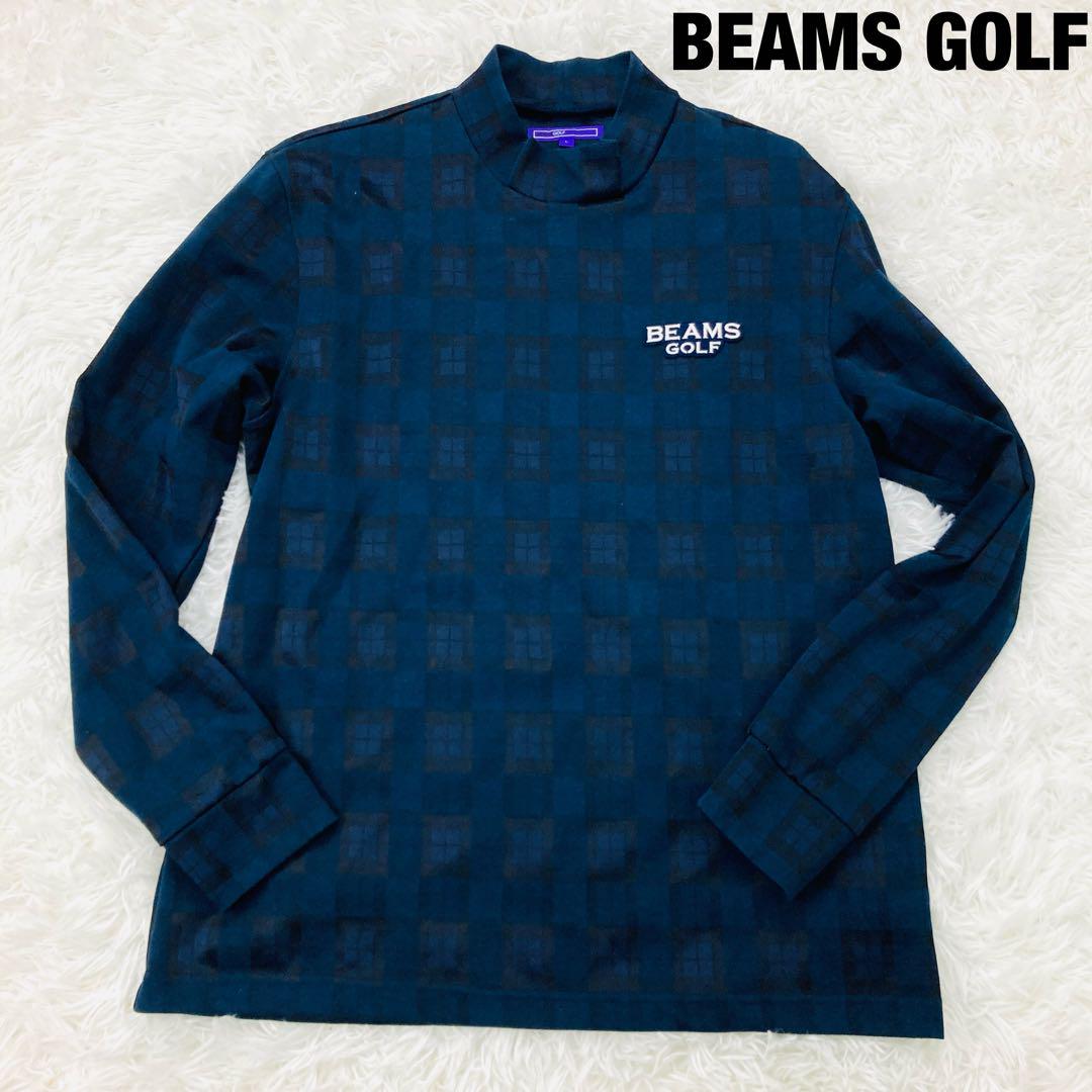 美品 超希少サイズ】 BEAMS GOLF モックネックシャツ チェック柄 L