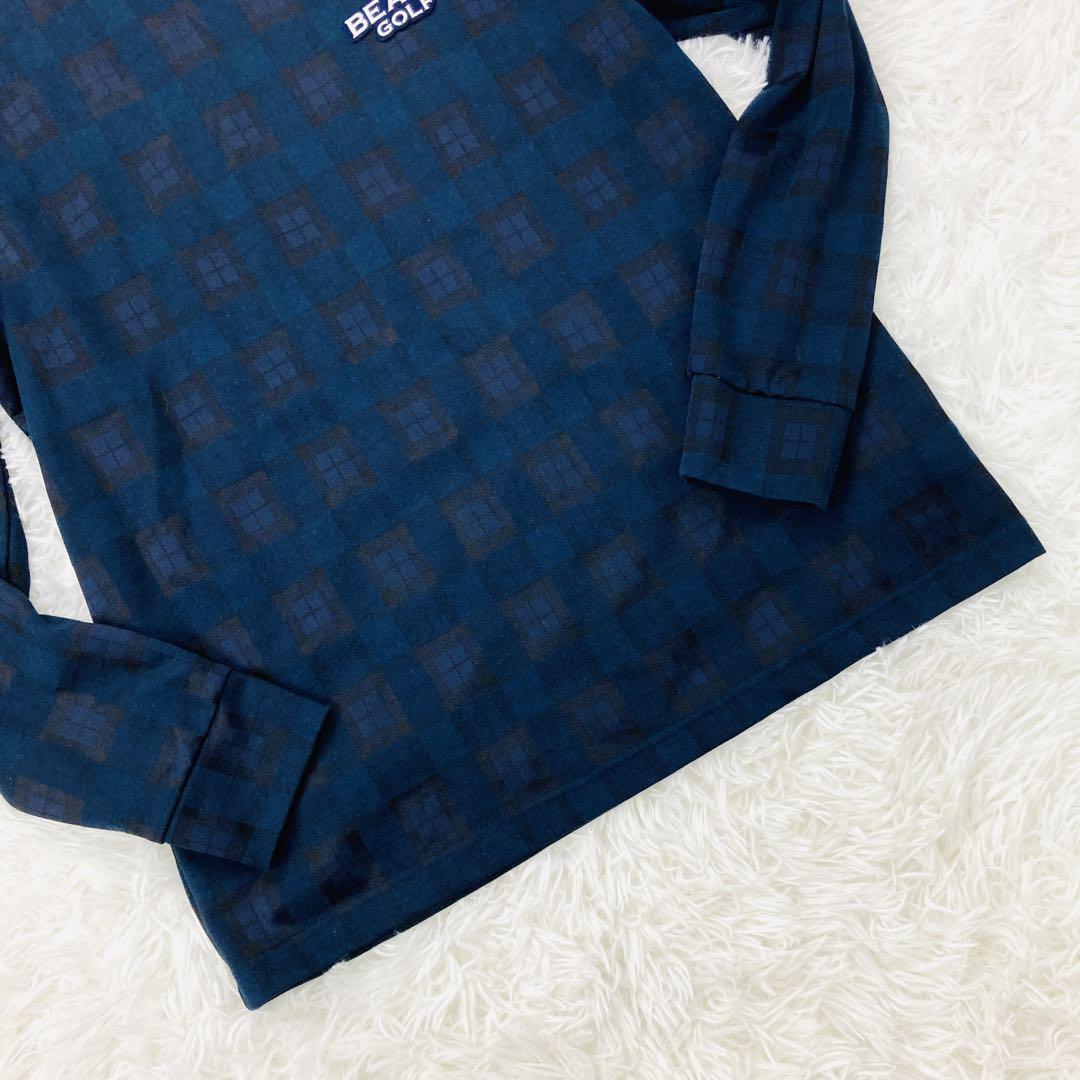 美品 超希少サイズ】 BEAMS GOLF モックネックシャツ チェック柄 L