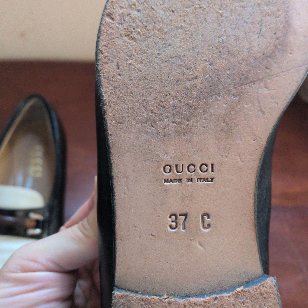 GUCCI ブラック ホワイト ローファー　37