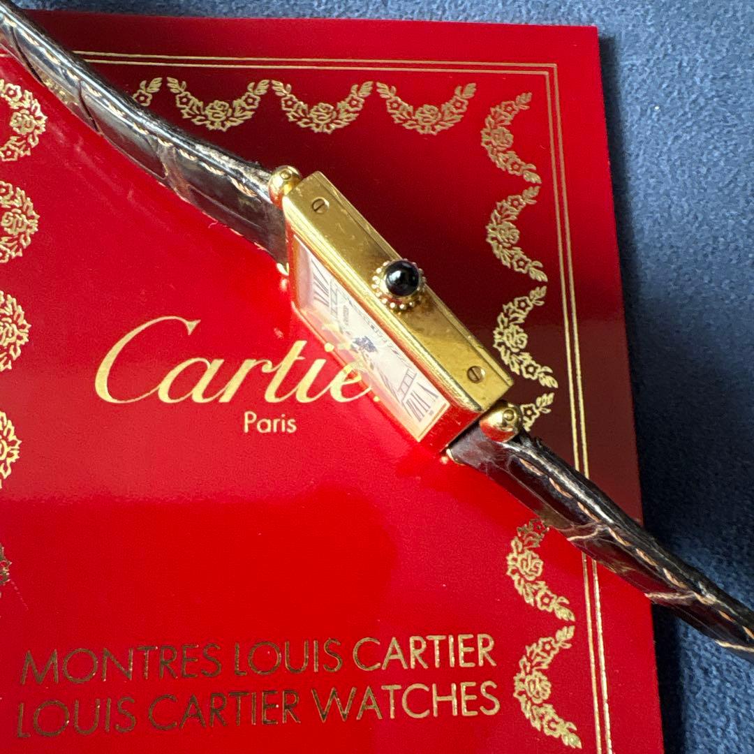[CARTIER]カルティエ　タンクオビュ　K18X革ベルト　レディス