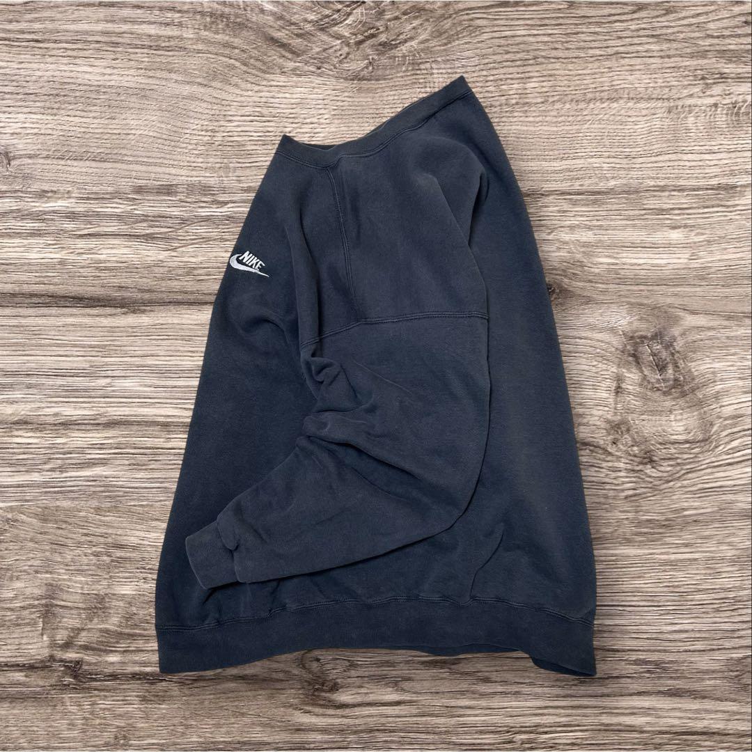 90sナイキold NIKE スウェット白タグ刺繍ロゴUSAアメリカ製ブラック