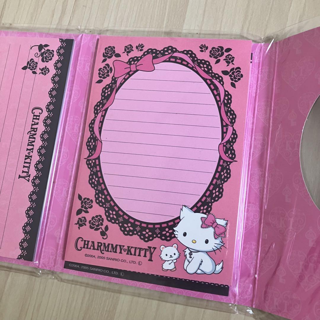 2005年　レア　 チャーミーキティ　メモ　ピンク　花　リボン　ブルー　水色 2005年 レア チャーミーキティ メモ ピンク 花 リボン ブルー