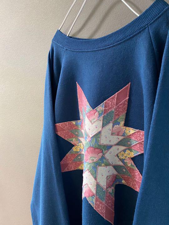 古着 ビンテージ 90s USA 星 花柄 キルト スウェット トレーナー 美品