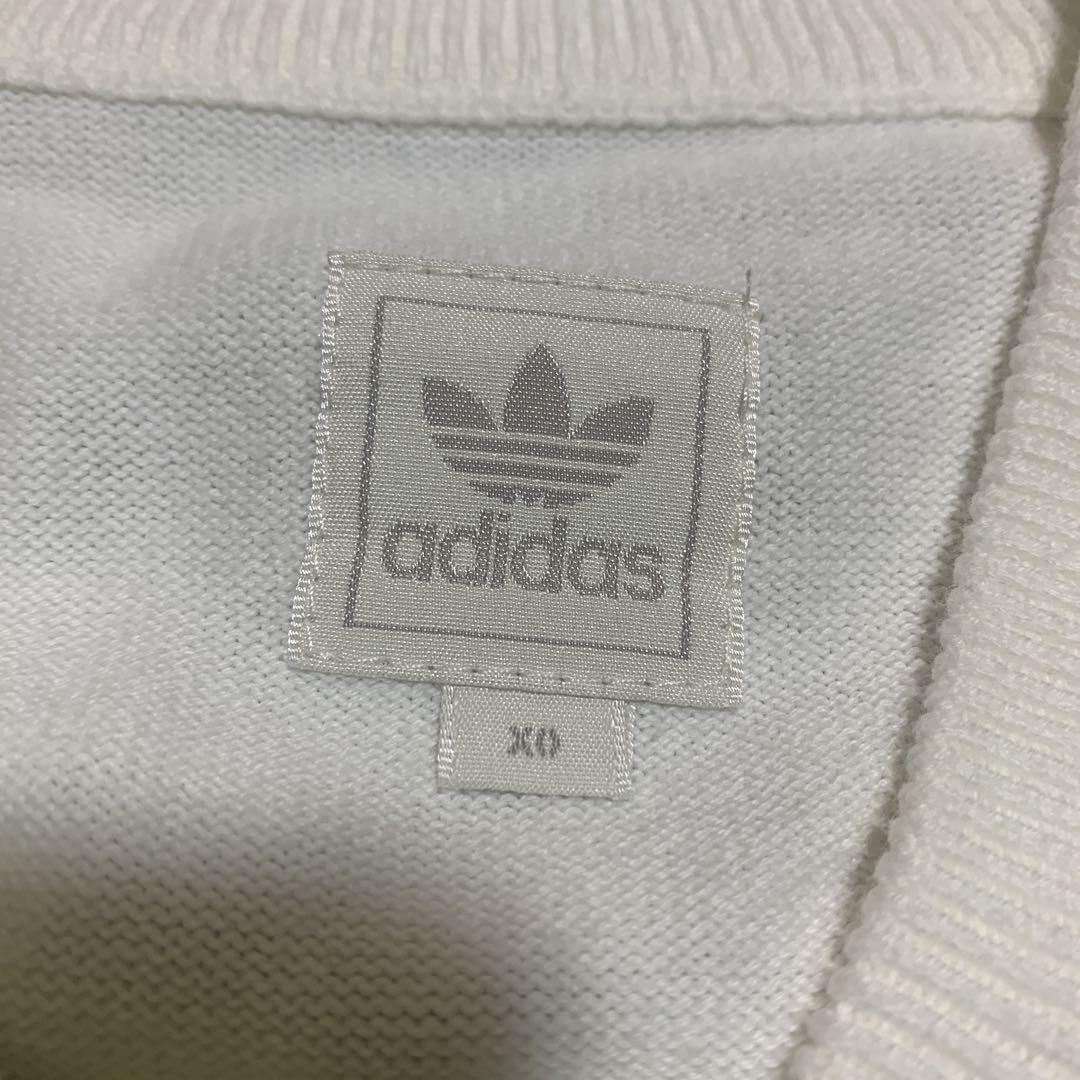 【美品】adidasメンズカーディガン　ホワイト　コットン　XO　クリーニング済