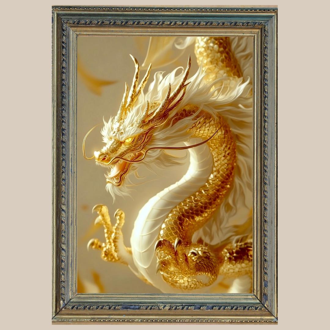 速くおよび自由な 富と繁栄✨金龍✨No.102【開運•風水•絵画風•ヒーリングアート 絵画