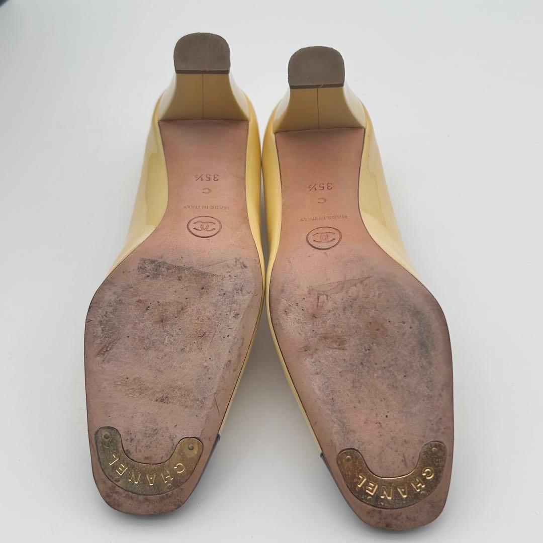 極美品　CHANEL シャネル　パンプス　太ヒール　バイカラー　ココマーク