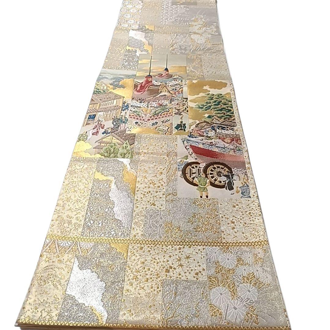 1960 華 袋帯 祭り 侍 七宝 花 平安 青海波 金 銀 - メルカリ