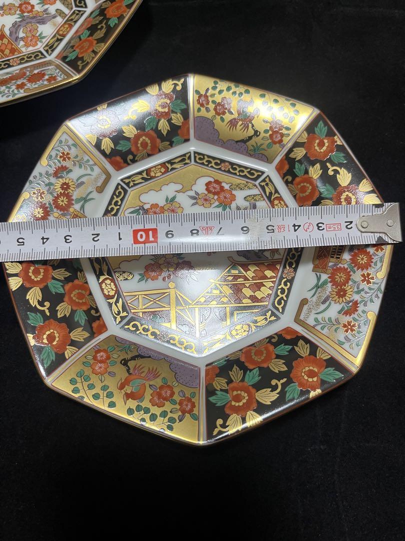 大正古伊万里 古伊万里 有田焼 銘々皿 豪華絢爛 金彩 八角皿 青