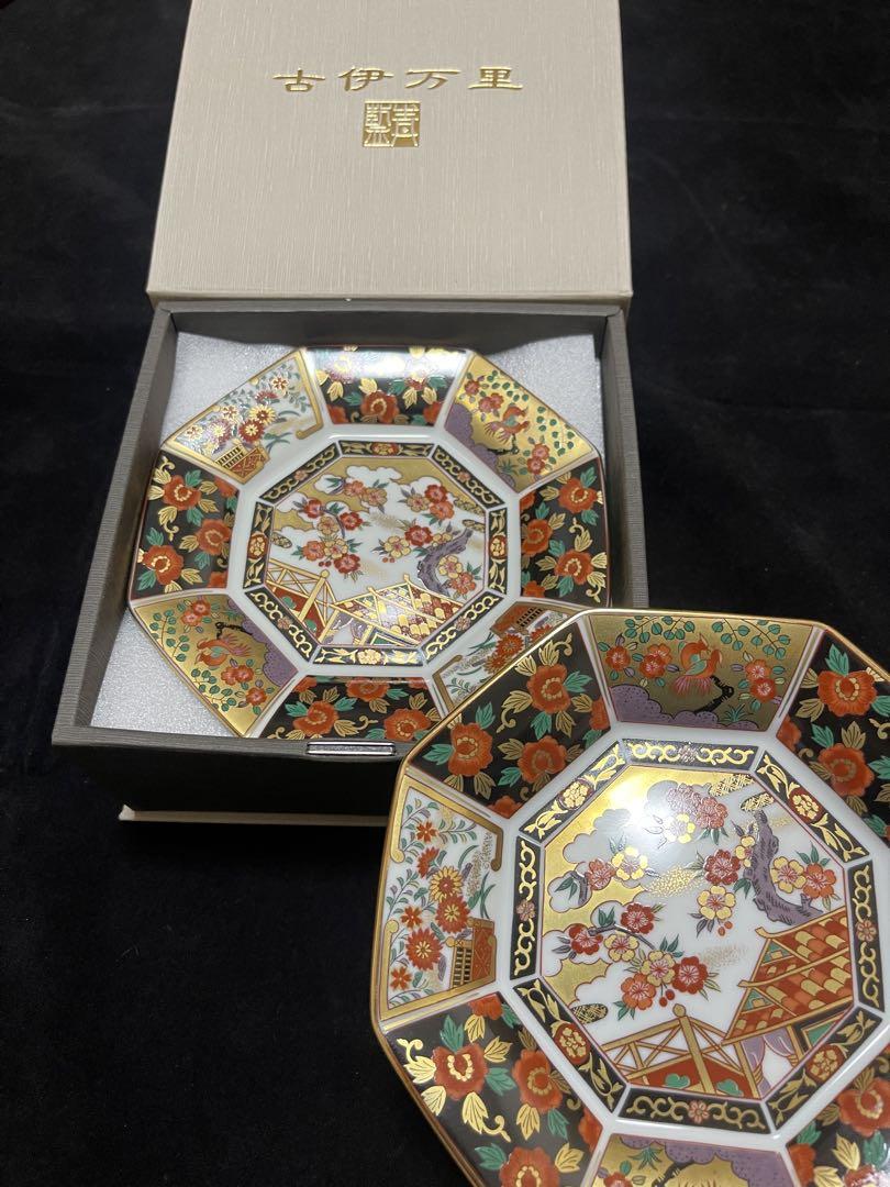 大正古伊万里 有田焼 銘々皿 豪華絢爛 金彩 八角皿 青藍窯 小皿