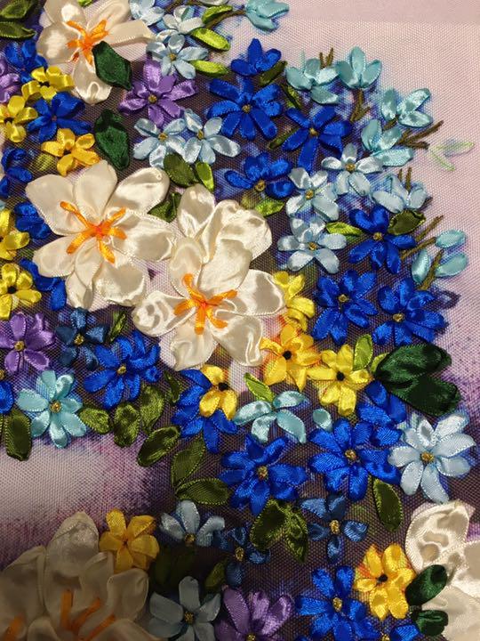 ベトナム雑貨⭐︎手作り絵画⭐︎シルクのリボン