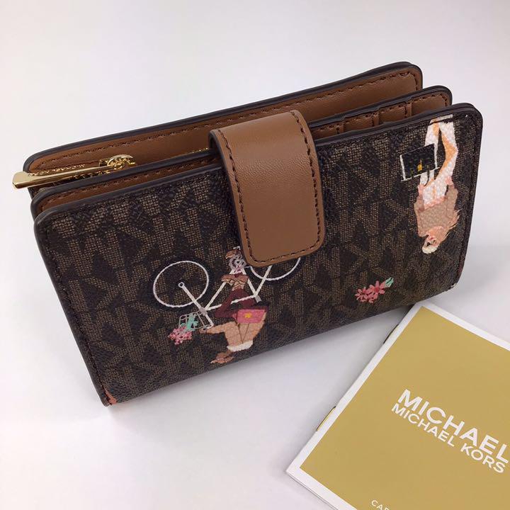 新品 二つ折り財布 モノグラム ブラウン 7HLpn-m90780093809 マイケルコース ♢ 国産大特価