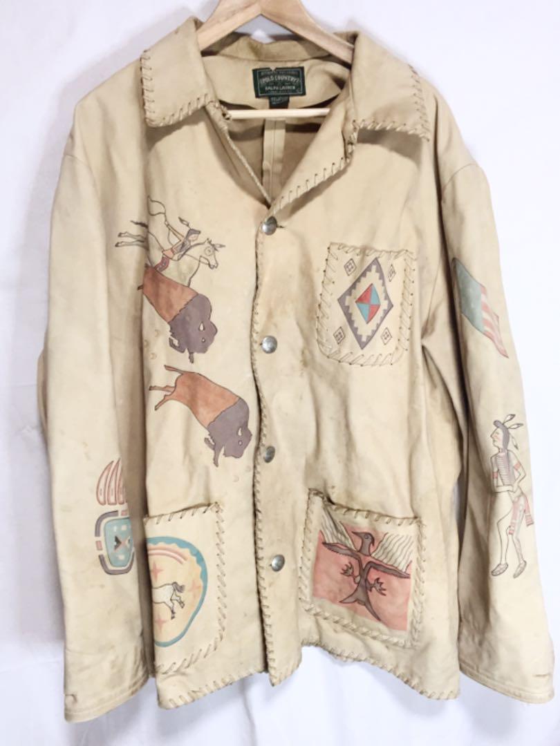 幻の一品!!polocountry インディアン柄 スウェードジャケット LL 高い素材 幻の一品!!polocountry インディアン柄 LL スウェードジャケット レザージャケット