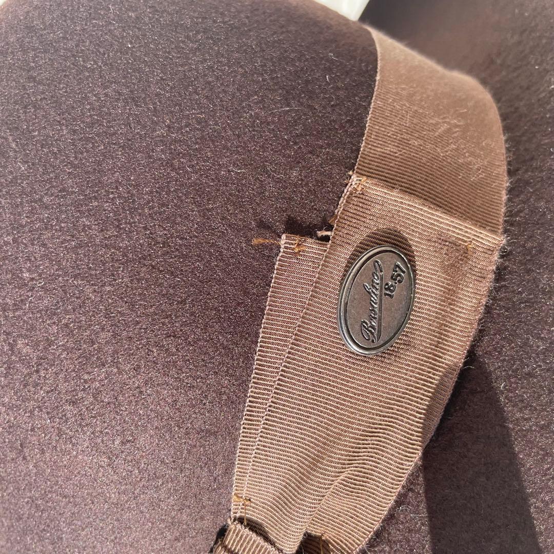 ボルサリーノ　ハット　57　ダークブラウン　ウール100