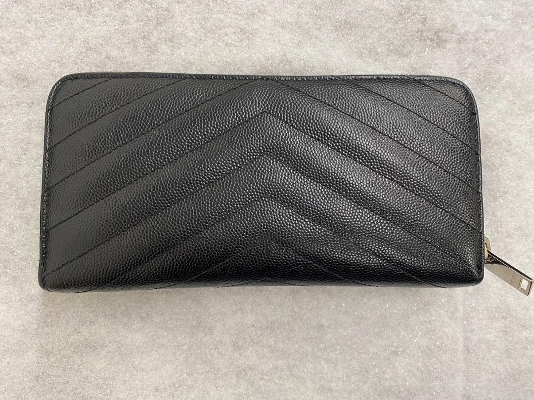 M】☆サンローラン 長財布 シルバー 金具 ラウンドファスナー