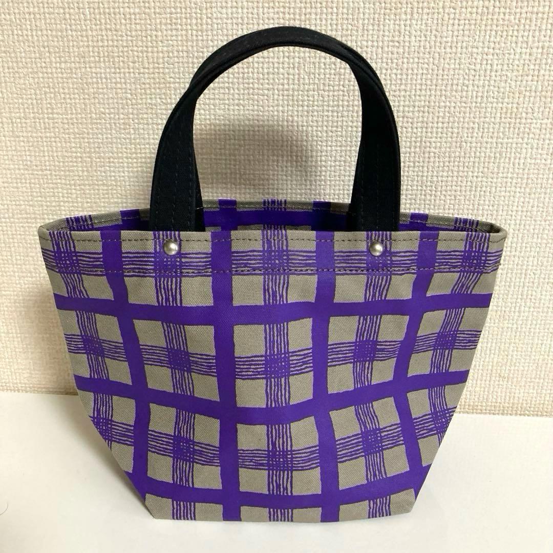新品未使用》一澤信三郎帆布 ミニトートバッグ グレー×パープル