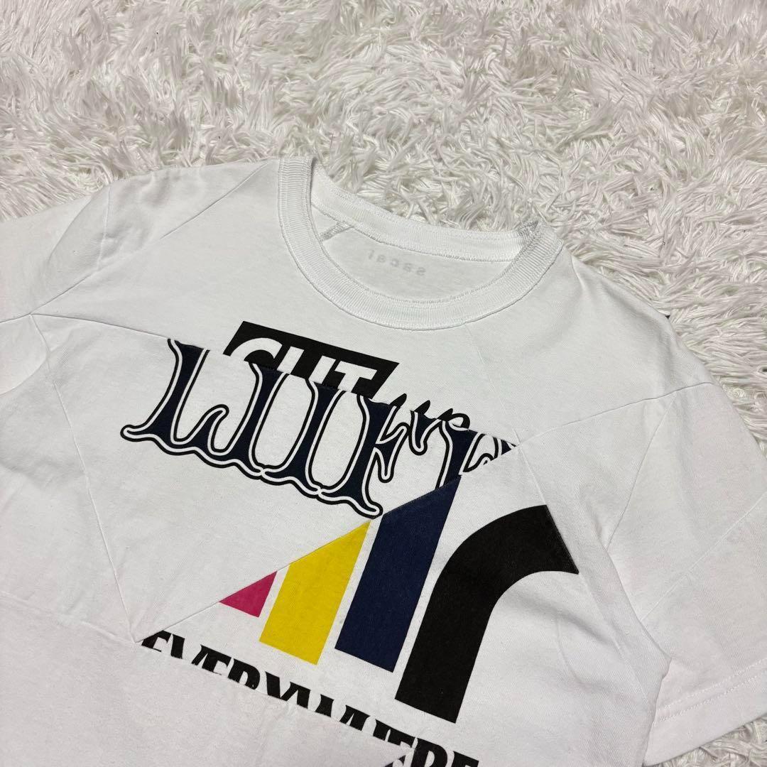 サカイ 21SS 半袖Tシャツ 白 サイズ1 ロゴ アーカイブミックス