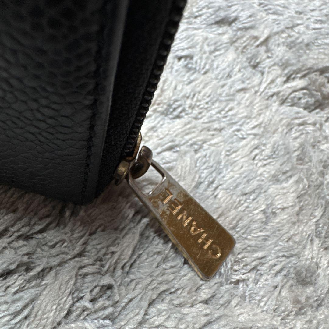 CHANEL シャネル 長財布 ココマーク キャビアスキン ラウンドファスナー