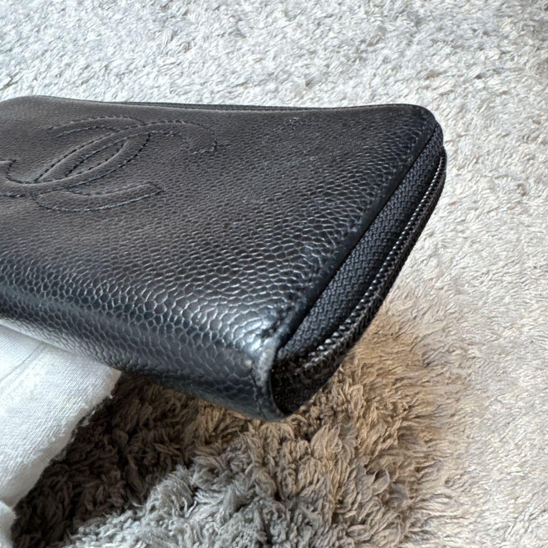 CHANEL シャネル 長財布 ココマーク キャビアスキン ラウンドファスナー