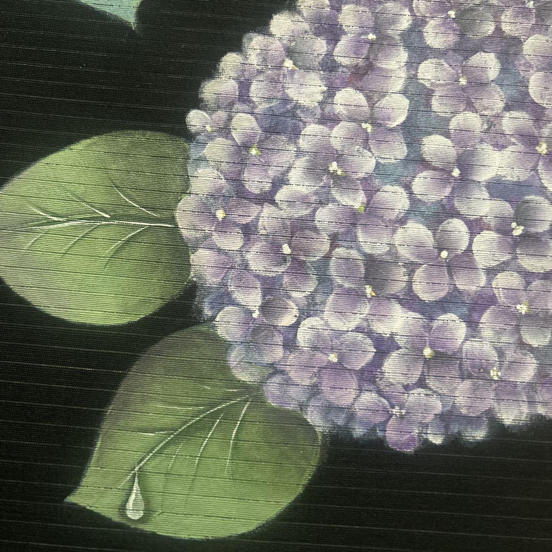 紫陽花の名古屋帯 正絹の黒の絽