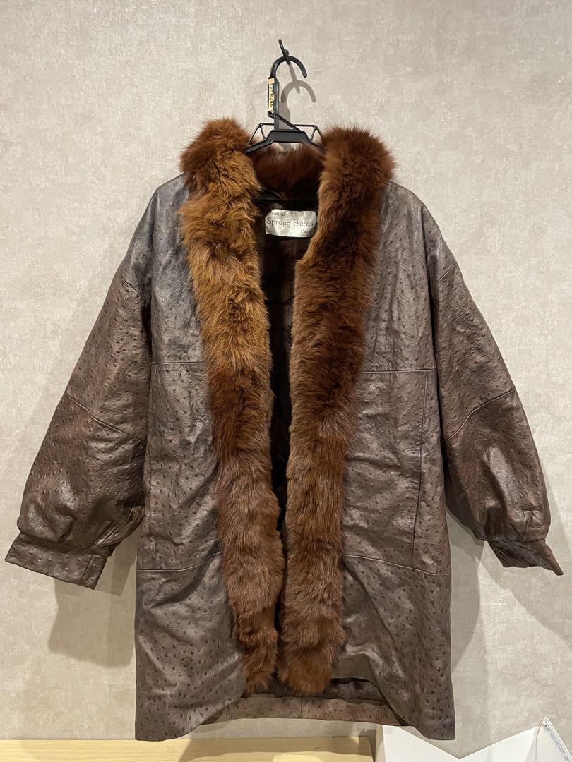 公式の店舗 Freres Sprung Paris オーストリッチ ロングコート ミンク ジャケット・アウター