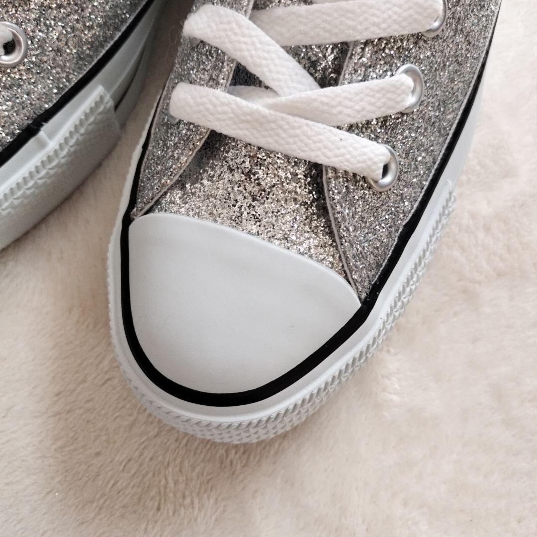 新品CONVERSE ALL STARシルバーグリッターローカットスニーカー厚底