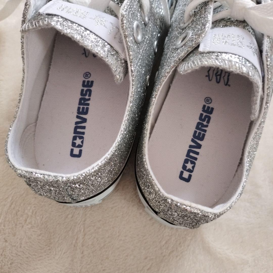 新品CONVERSE ALL STARシルバーグリッターローカットスニーカー厚底
