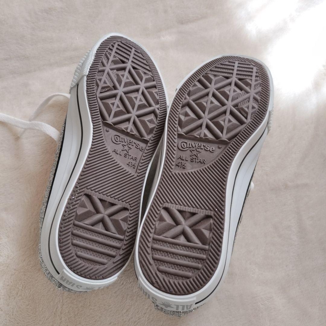 新品CONVERSE ALL STARシルバーグリッターローカットスニーカー厚底