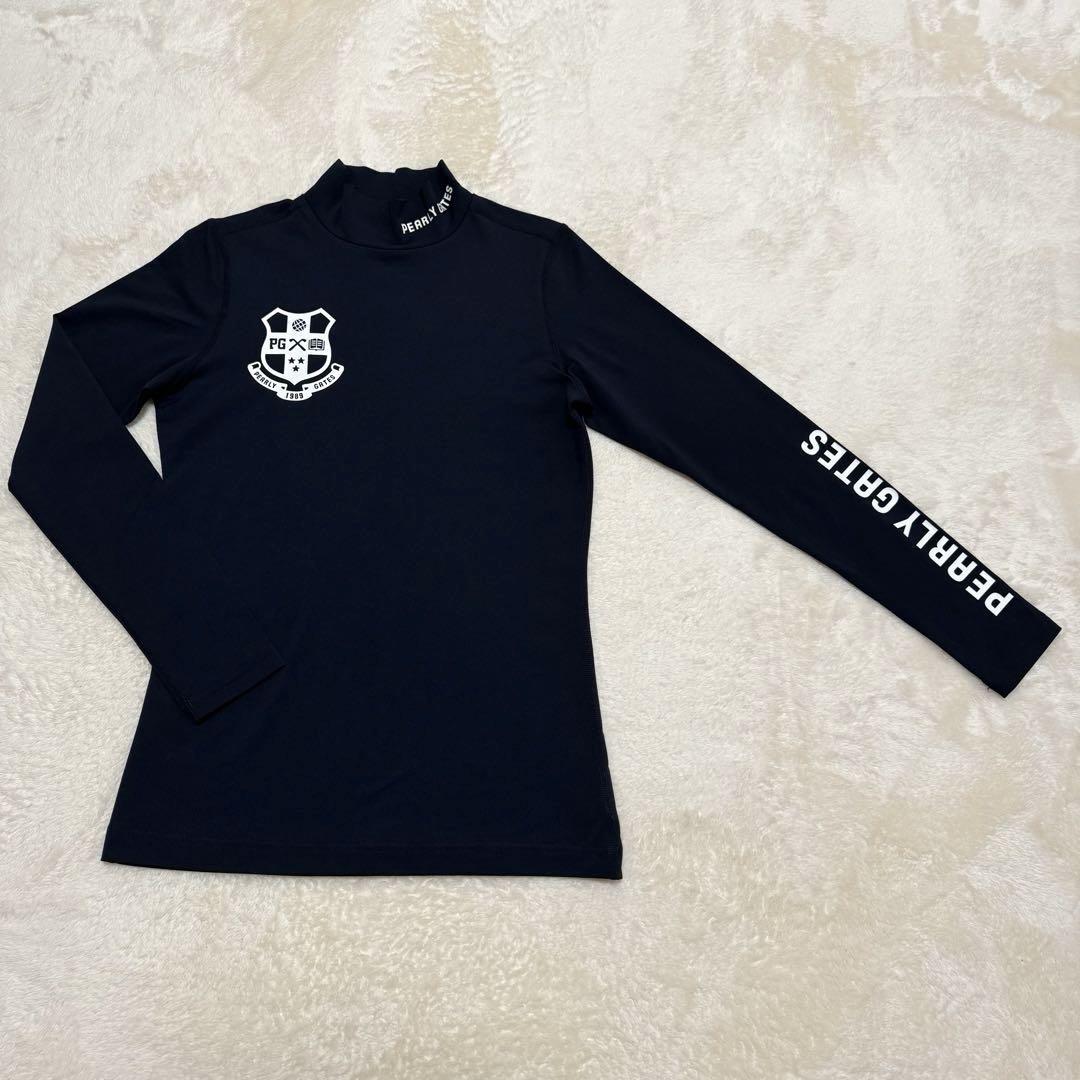 【美品】PEARLY GATES モックネックシャツ ネイビー　サイズ１