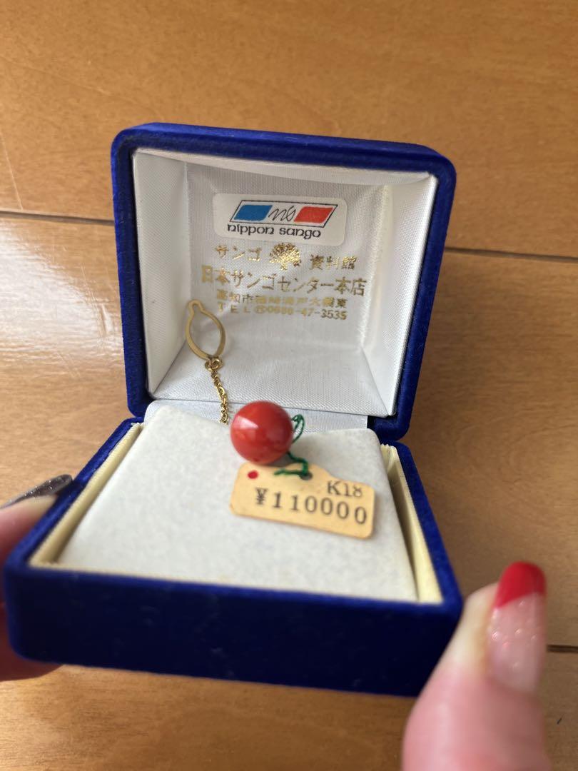 メンズ　本珊瑚　赤珊瑚　ネクタイピン　K18