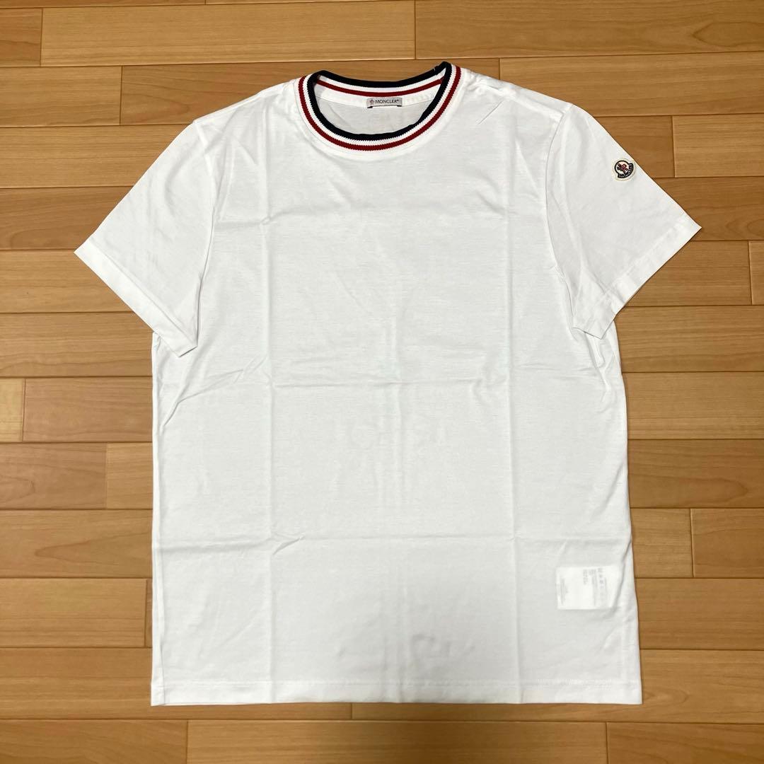 MONCLER 刺繍ロゴ　トリコ色　ホワイト Tシャツ　L