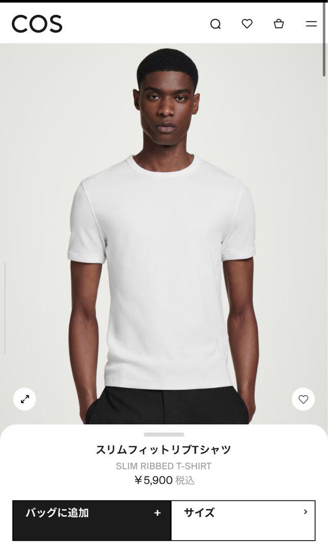 cos スリムフィットリブTシャツ BOXY-FIT CURVED-HEM T-SHIRT ボクシーフィット カーブヘムT