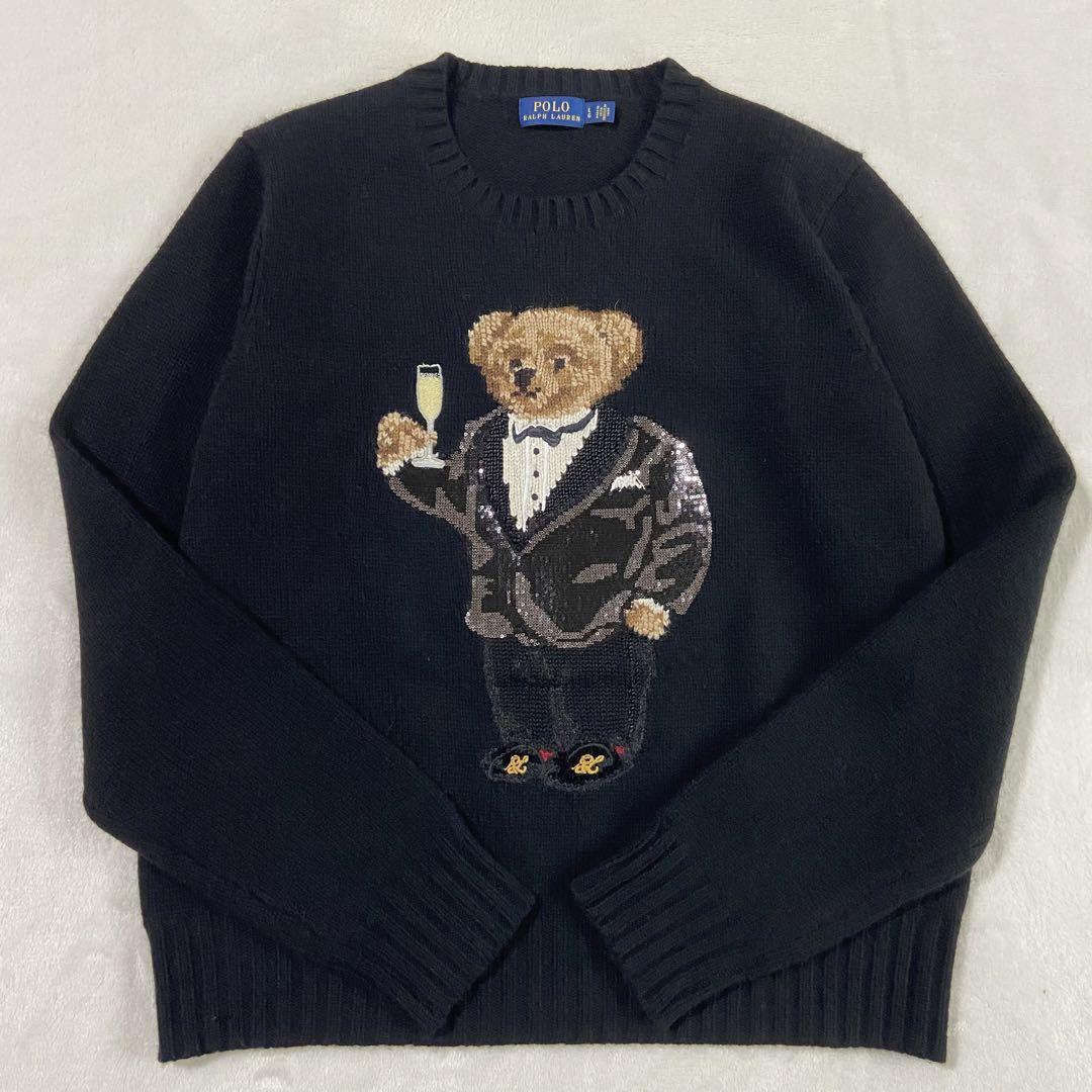美品✨ポロラルフローレン スパンコール シークインドポロベアニット セーター