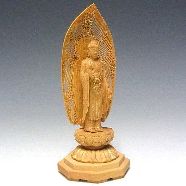 柘植 金彩 阿弥陀如来 立像 15cm 木彫り ミニ仏像浄土宗・浄土真宗の本尊 柘植 金彩 阿弥陀如来 立像 15cm 木彫り ミニ仏像浄土宗・浄土真宗の本尊